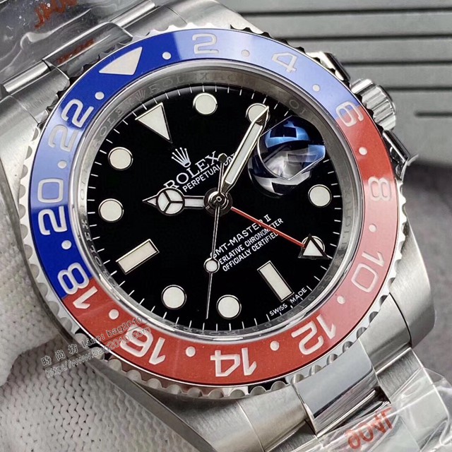 勞力士複刻手錶 Rolex男士腕表 可樂陶瓷圈 GMTMASTER格林尼治型環球腕表 126710BLRO-0001  gjs2186